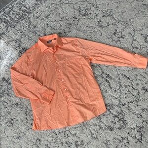 Van Heusen Flex Men's Casual Orange Button Down Shirt. Regular/Stretch fit.